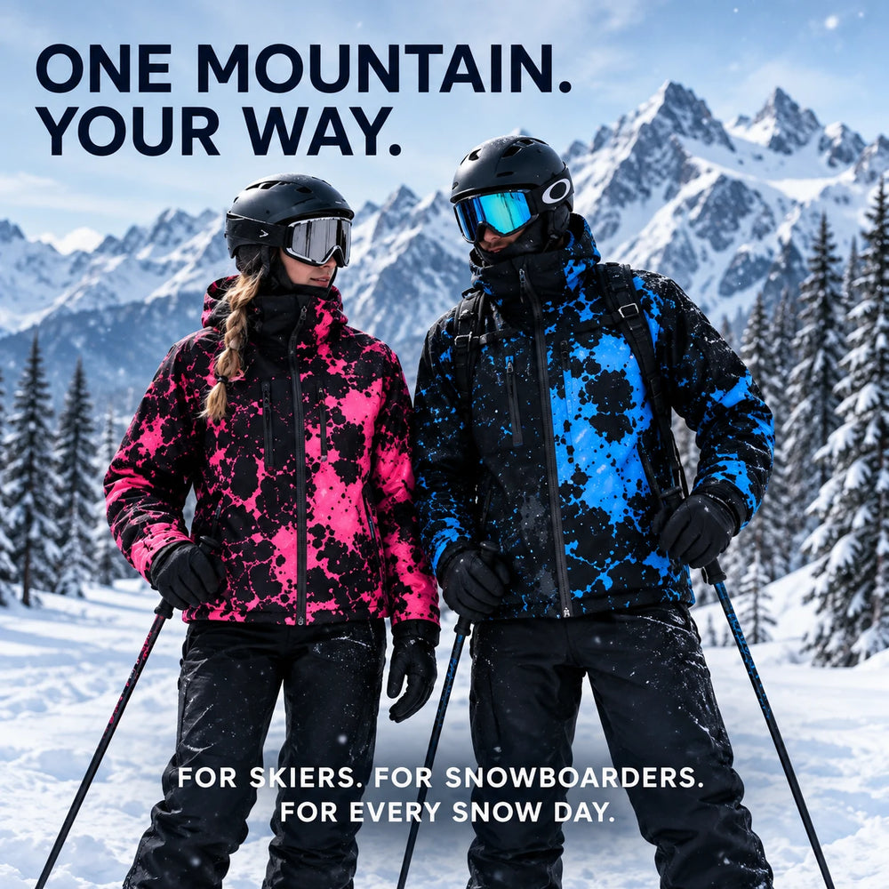 Two skiers wearing reactive jackets